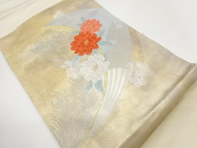 JAPANESE NAGOYA OBI / WOVEN PEACOCK FEATHERS
